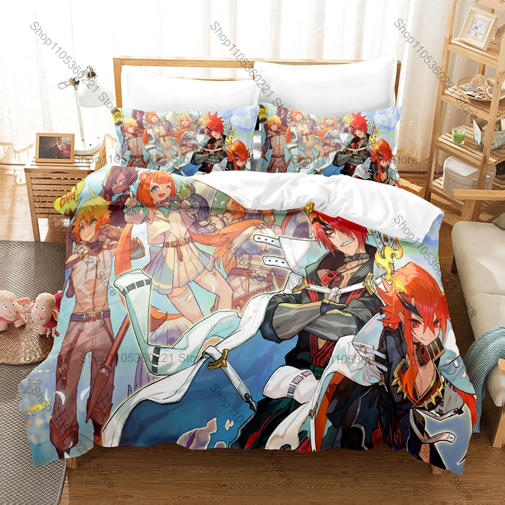 Cool MAGLAM LORD Themed Duvet Cover + 2 Pillowcases Red Hair Blade Lord Satius Darius Character Graphic Bedding Set Dorm Decorat
