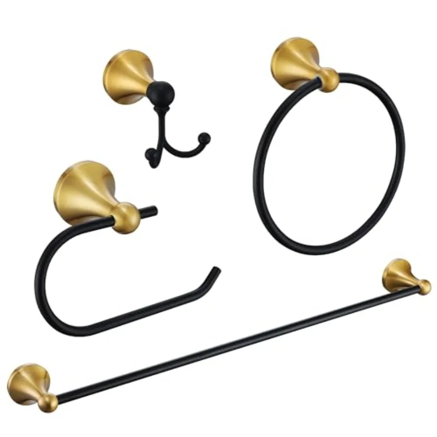 

Bathroom Hardware Set 4-Piece Bathroom Accessories Kit Stainless Steel 23.6 Inch Towel Bar Towel Hook Toilet Paper Holder H Tow