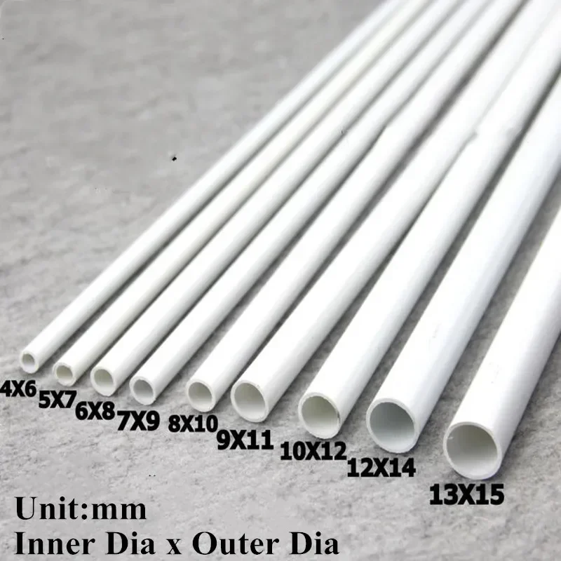 

2pcs 50cm O.D 7mm ~15mm Drainpipe Water Hard Tube White PVC Pipe Water Supply Irrigation Fish Tank UPVC Pipe Aquarium Conduit