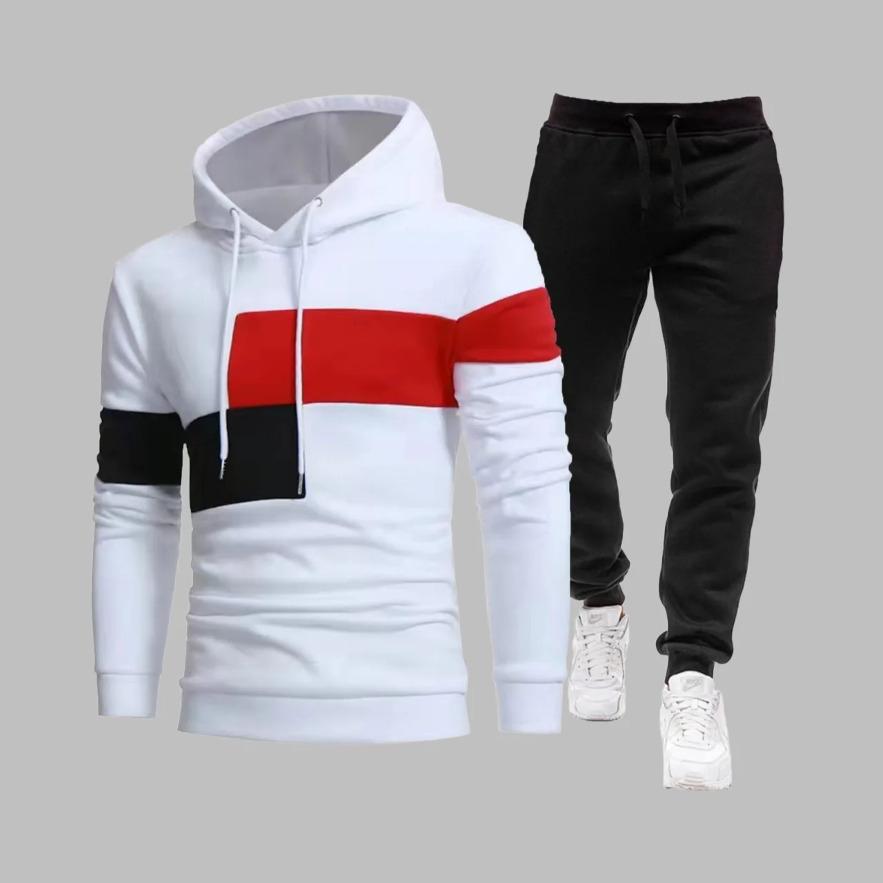 

Autumn/Winter Y2KMen's Sportswear Set with Splicing Printed American Hoodie and PantsMen's Set Comfortable and Casual Streetwear