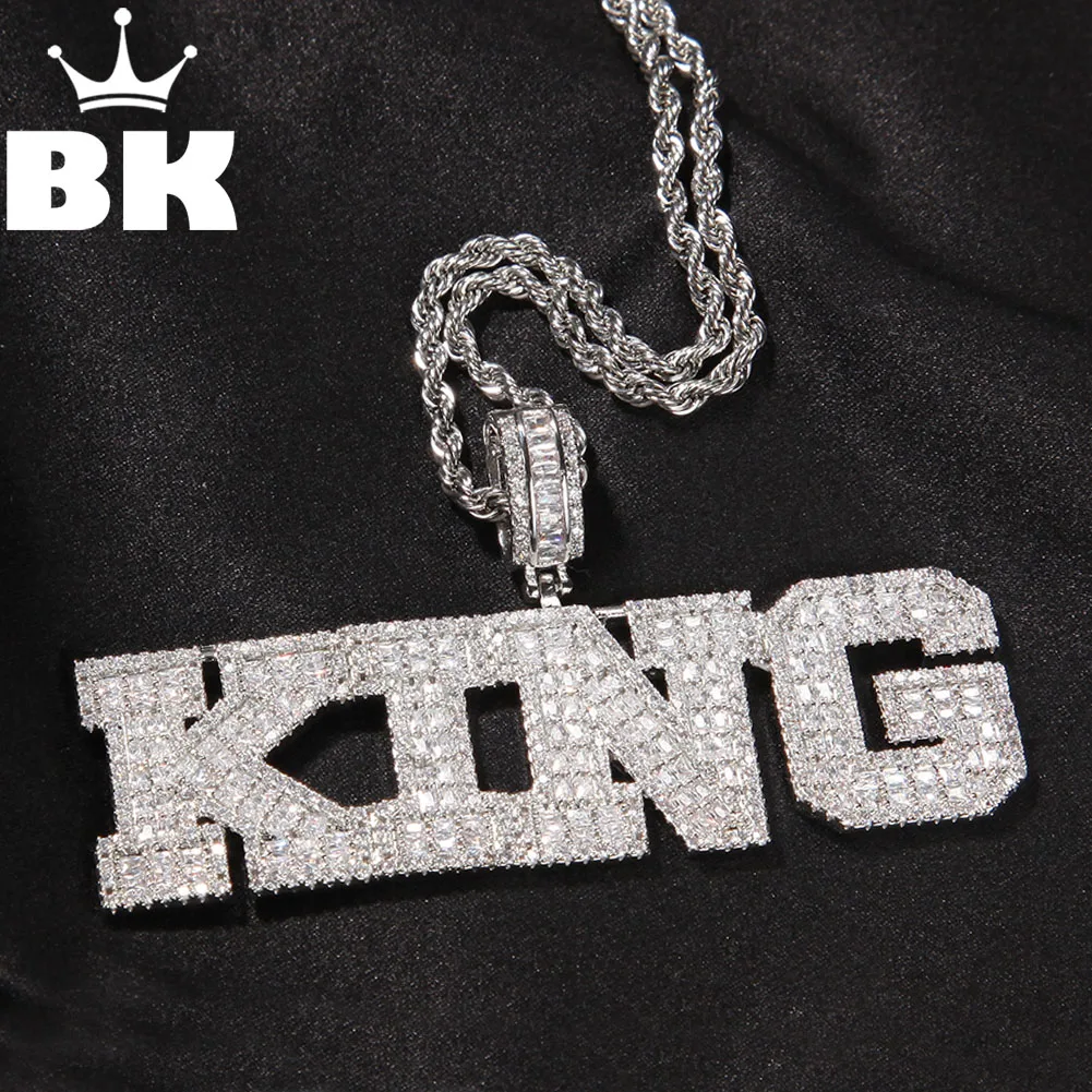 

Цепочка с кулоном BLING KING для мужчин и женщин, ожерелье с кулоном в виде багетчика и кубического циркония, теннисная цепь, индивидуальное Ювелирное Украшение