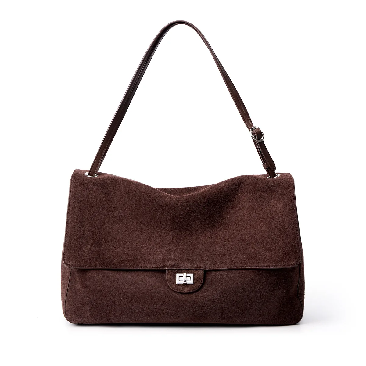 Autumn and Winter New Style Frosted Cowhide Shoulder Bag for Women, Retro Suede Genuine Leather Underarm Bag, Large Capacity Commuter Handbag, Soft Leather Bag