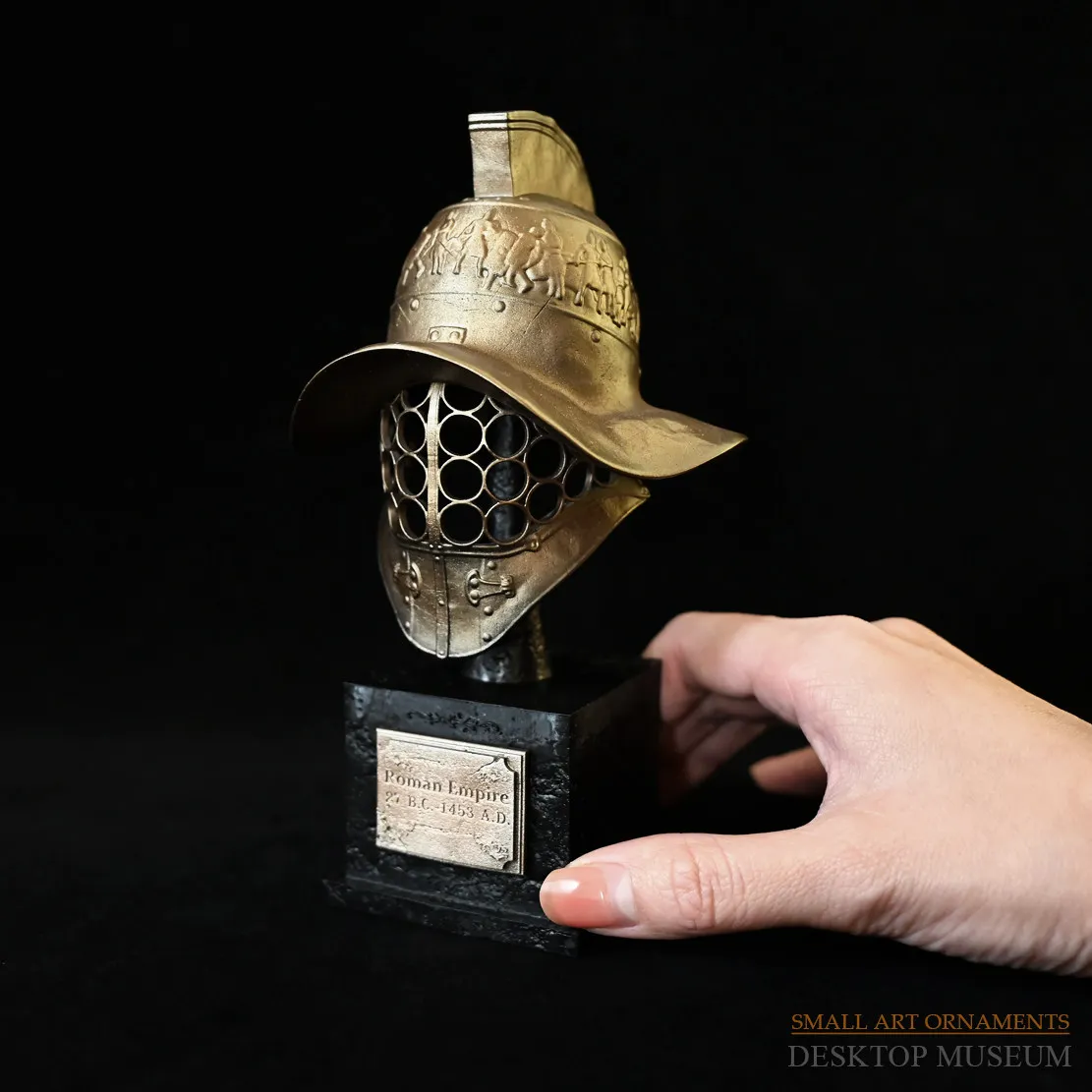 170MM Roman Gladiator Helmet Handmade Epoxy Resin Statue Desktop Decor Home Office Collectible view 6