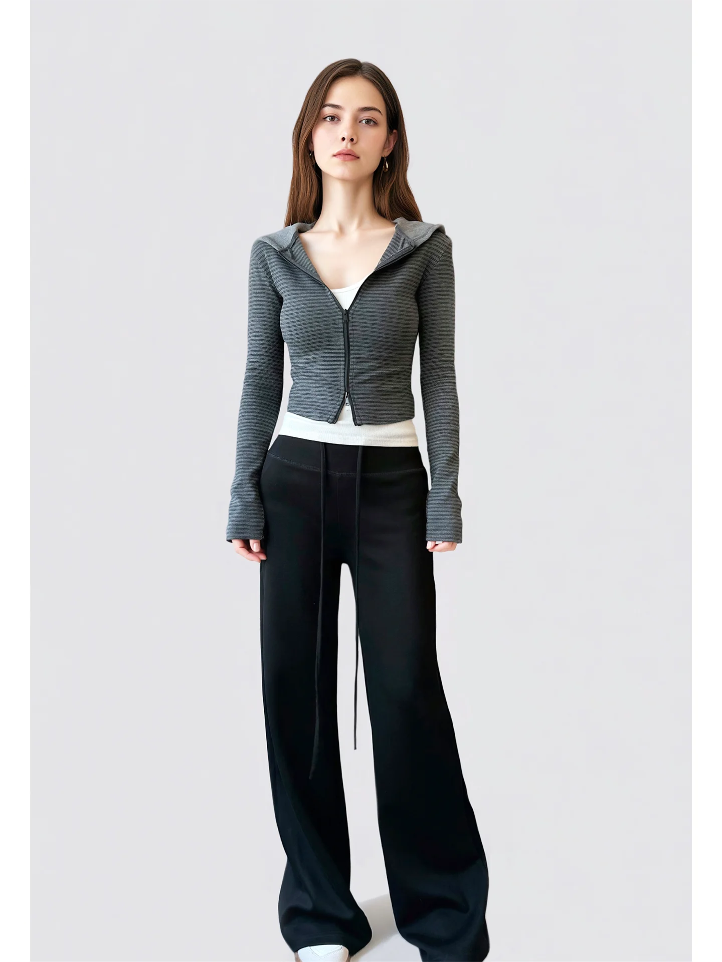 

Женские повседневные брюки ANGJIA с высокой талией, черные, простые, струящиеся, спортивные, в пол, универсальные, свободного кроя, весенние