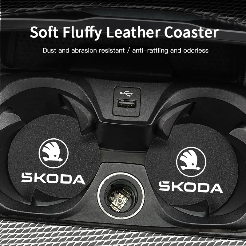 2Pcs Car Auto Cup Holder Anti Slip Coasters Pad Interior Accessories For Skoda Octavia Fabia Superb Yeti Enyaq Rapid Kamiq Karoq