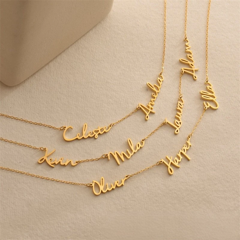 

Luxury 925 Silver Personalize Multi Name Necklace Gold Plated Letter Nameplated Choker Chian Women Jewelry Gifts