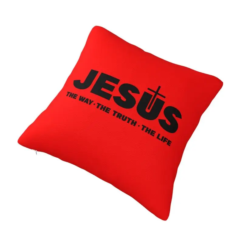 Custom Nordic Jesus Christ The Way The Truth The Life Cushion Cover Velvet Religion Cross Christian Faith Throw Pillow Case