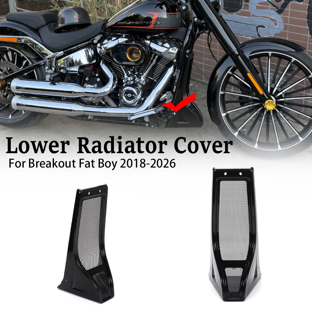 For Fat Boy 2018-2026 Black otorcycle Fairing Lower Front Spoiler Air Dam Fairing Mudguard Fits For Breakout2018-2026