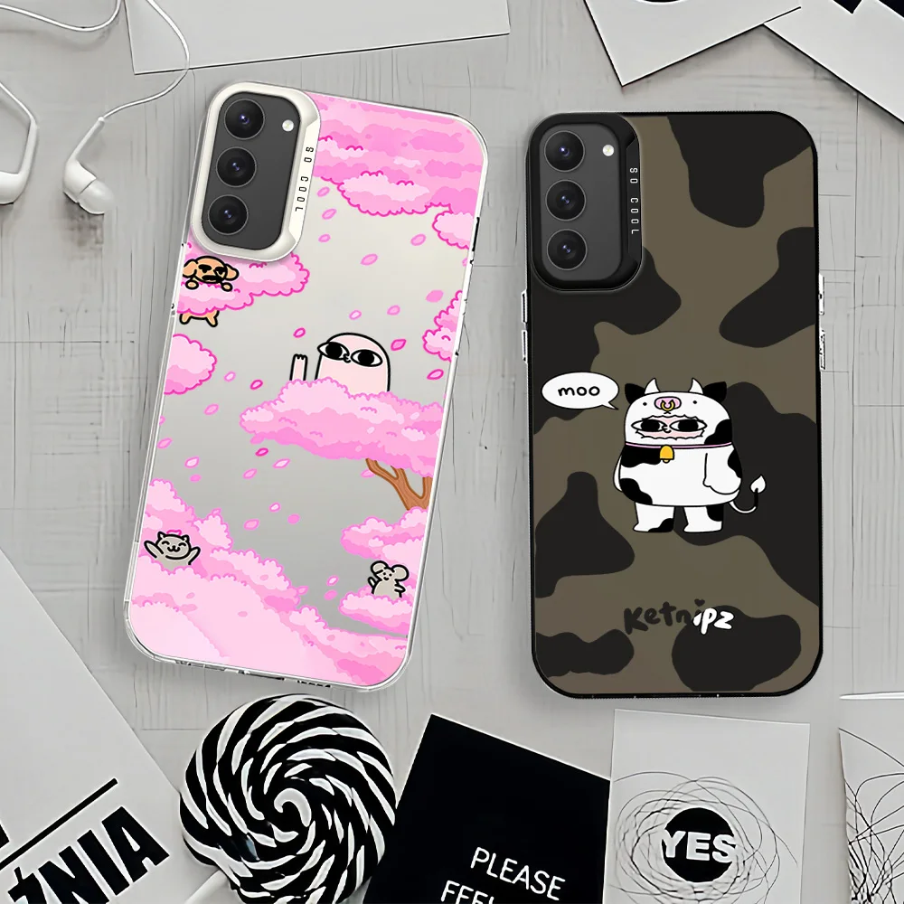 Cartoon Ketnipz Cute For Samsung Galaxy A 15 54 55 S23 S24 S25 4G 5G Ultra Plus Fe Laser Cover IMD Phone Case