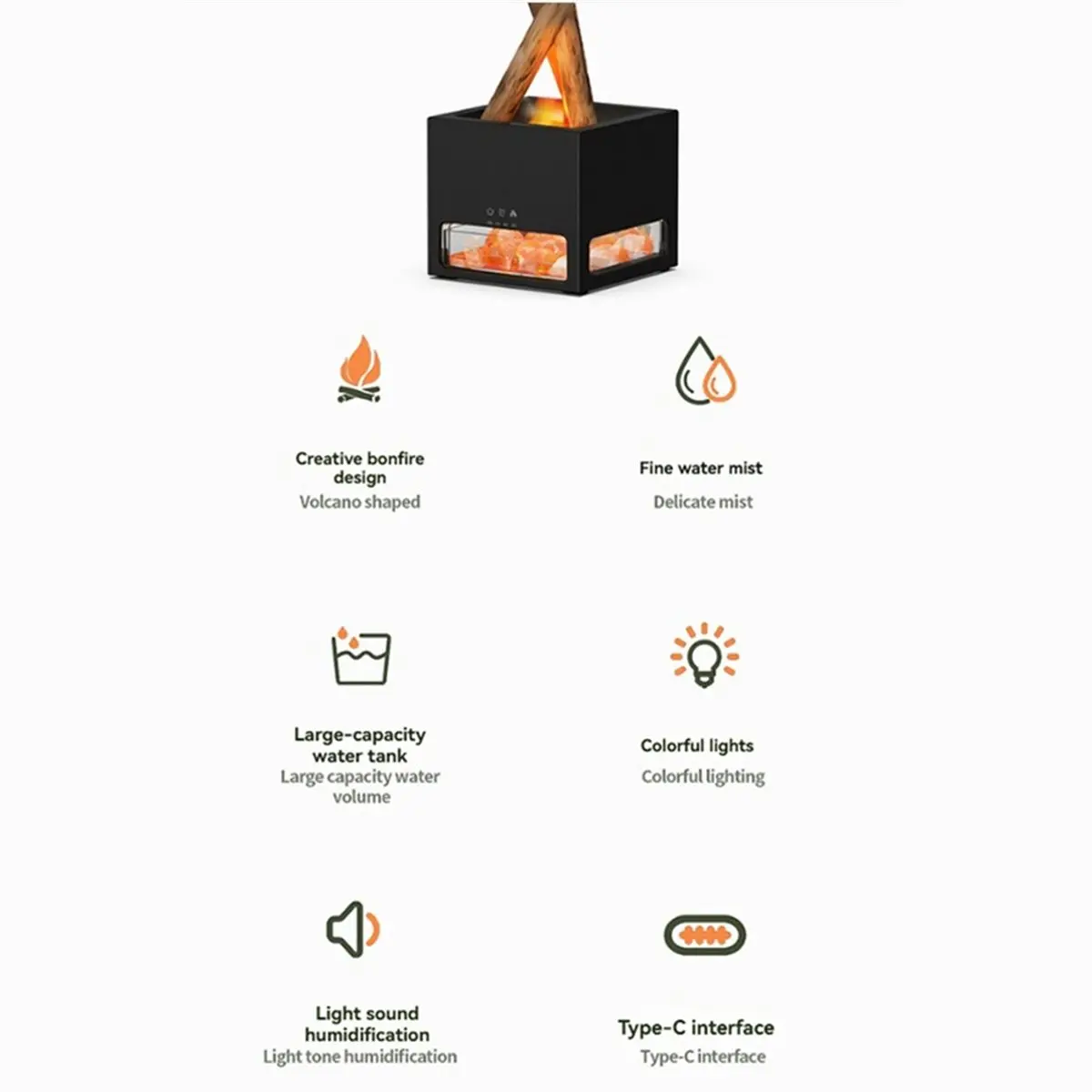 AA19 2-in-1 Himalayans Salt Lamp & Essential Oil Diffuser Aromatherapy Diffuser Automatic Fragrance Flame Humidifier White