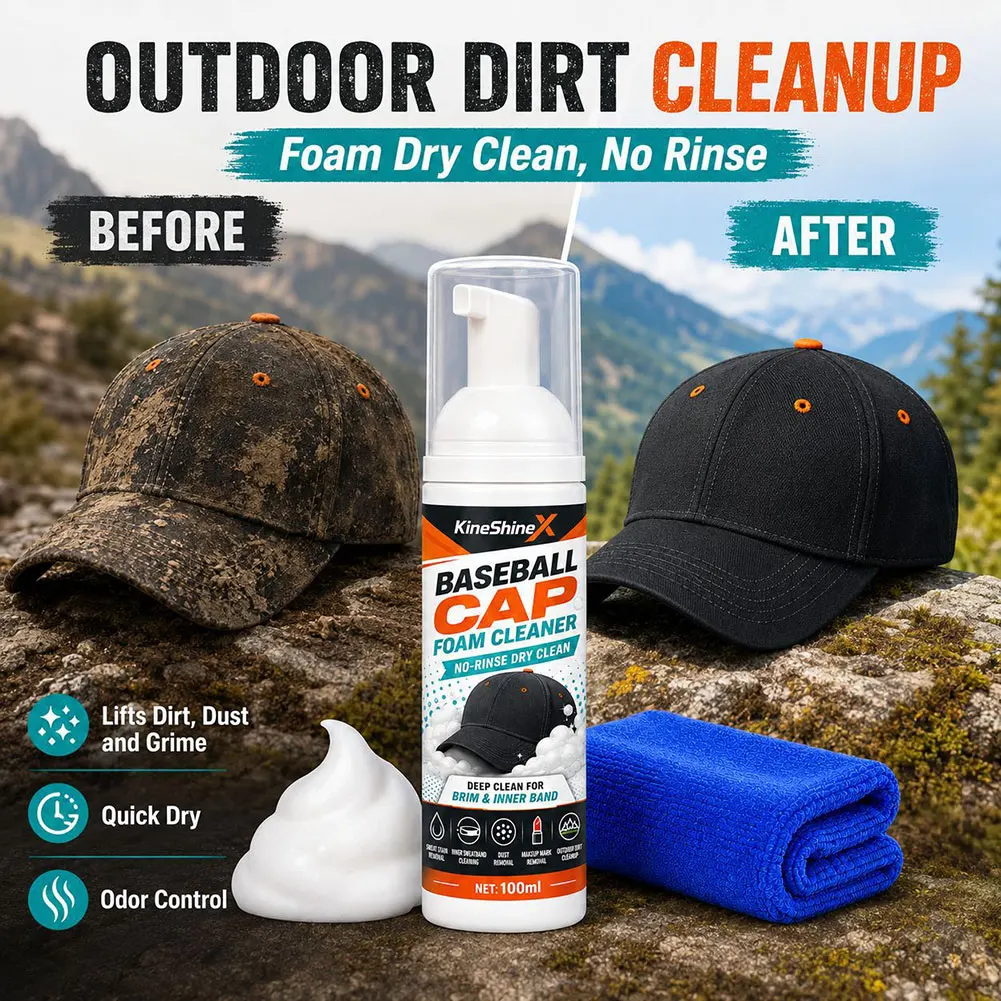 Deep Cleaning Foam For Hats Advanced Foam Formulas Removes Tough-sweat Stains. Travel-friendly Hat Cleaning Solution