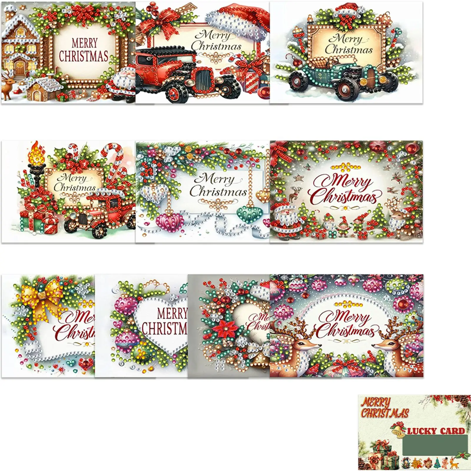 

10pcs DIY Diamond Painting Shiny Scratch Gift Card Multi-Purpose Handmade Gift Card Partial Drill Suitable for Party Event Gift