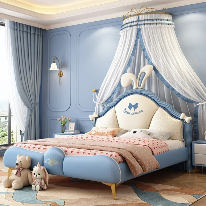 Princess Pretty Luxury Double Bed Frame Girls Modern Comferter Loft Bed Children Kids Cama Infantil Bedroom Set Furniture Queen