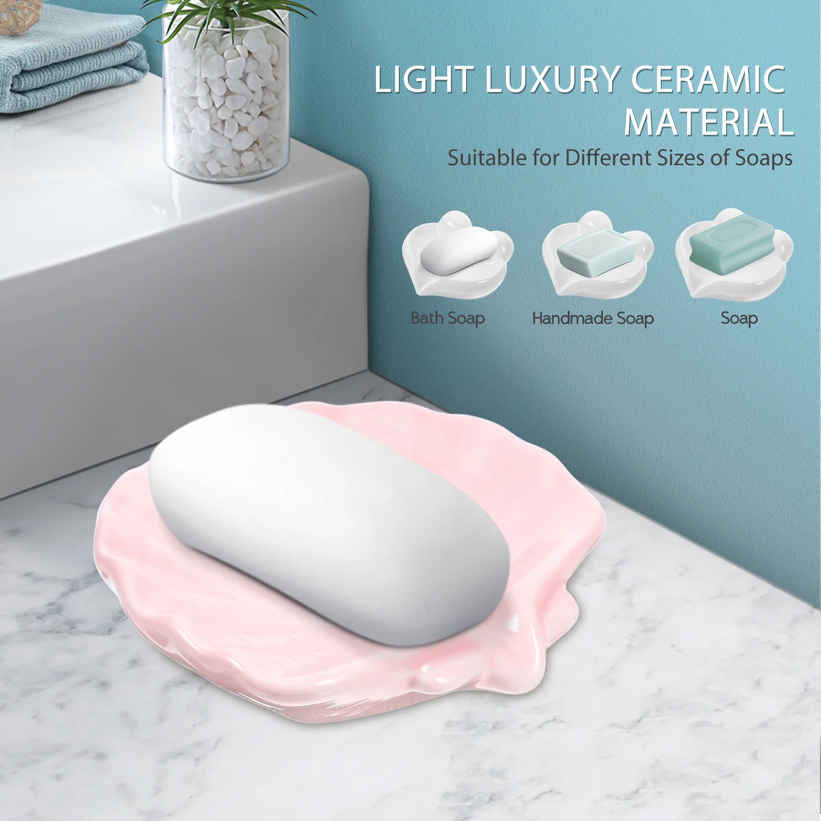 

Shell Shaped Ceramic Soap Holder Decorative Tray for Bathroom Kitchen Sink Bathtub Gift Idea Ceramic Soap Dish