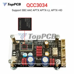 QCC3034 Bluetooth 5.1 Audio Decoding Board DC 8-32V Sound Decoder Module Onboard Antenna Support APTX with Acrylic Case