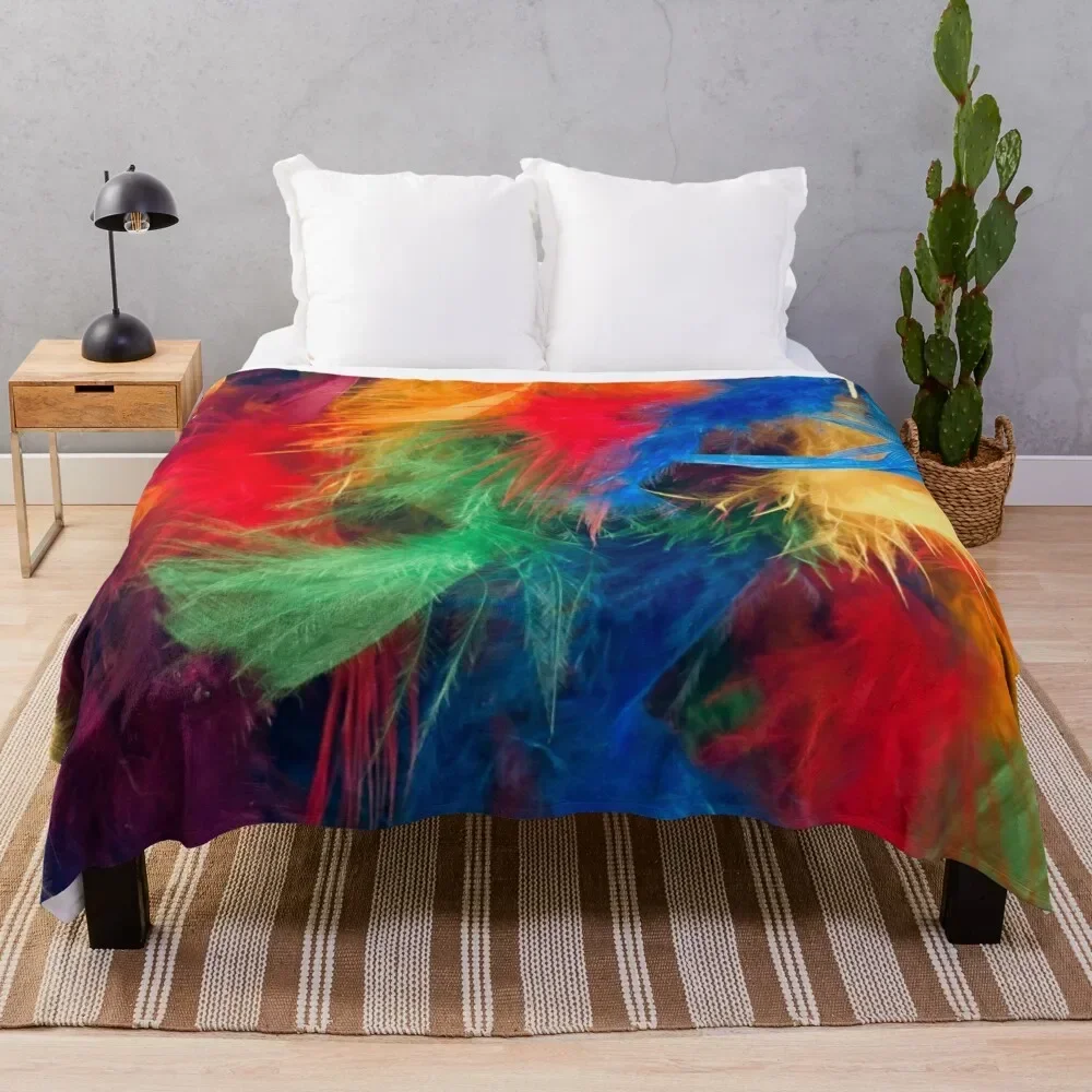 Feathers Carnival colors by Iritof Throw Blanket warm winter anime Decorative Sofas Blankets