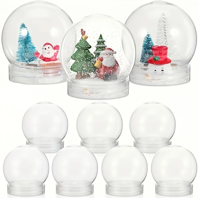 DIY Clear Plastic Water Snow Globe Jar With Screw‑Off Lid, Fillable Transparent Water Globe Container, Hand‑made for Christmas