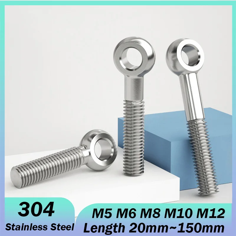1/2pcs M5 M6 M8 M10 M12 304 Stainless Steel Ring Link Bolt Fisheye Eye Slip Hole Screw GB798 Stud Articulated Anchor Bolts