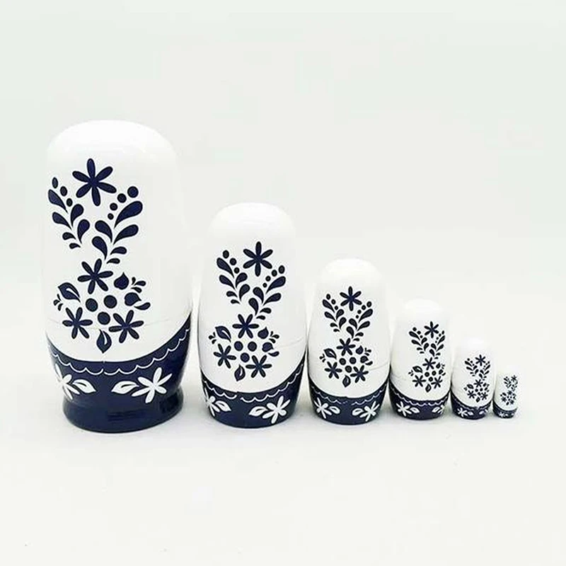 Six-layer Girl Russian Nesting Doll Children's Wooden Toy Craft Gift Birthday Christmas Gift Wooden Handmade Doll