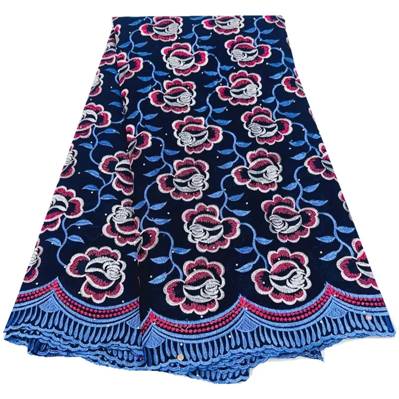 

Latest 100% Cotton Swiss Voile Lace Fabric High Quality Nigerian Party Stone Embroidery African Lace Materials F37D29