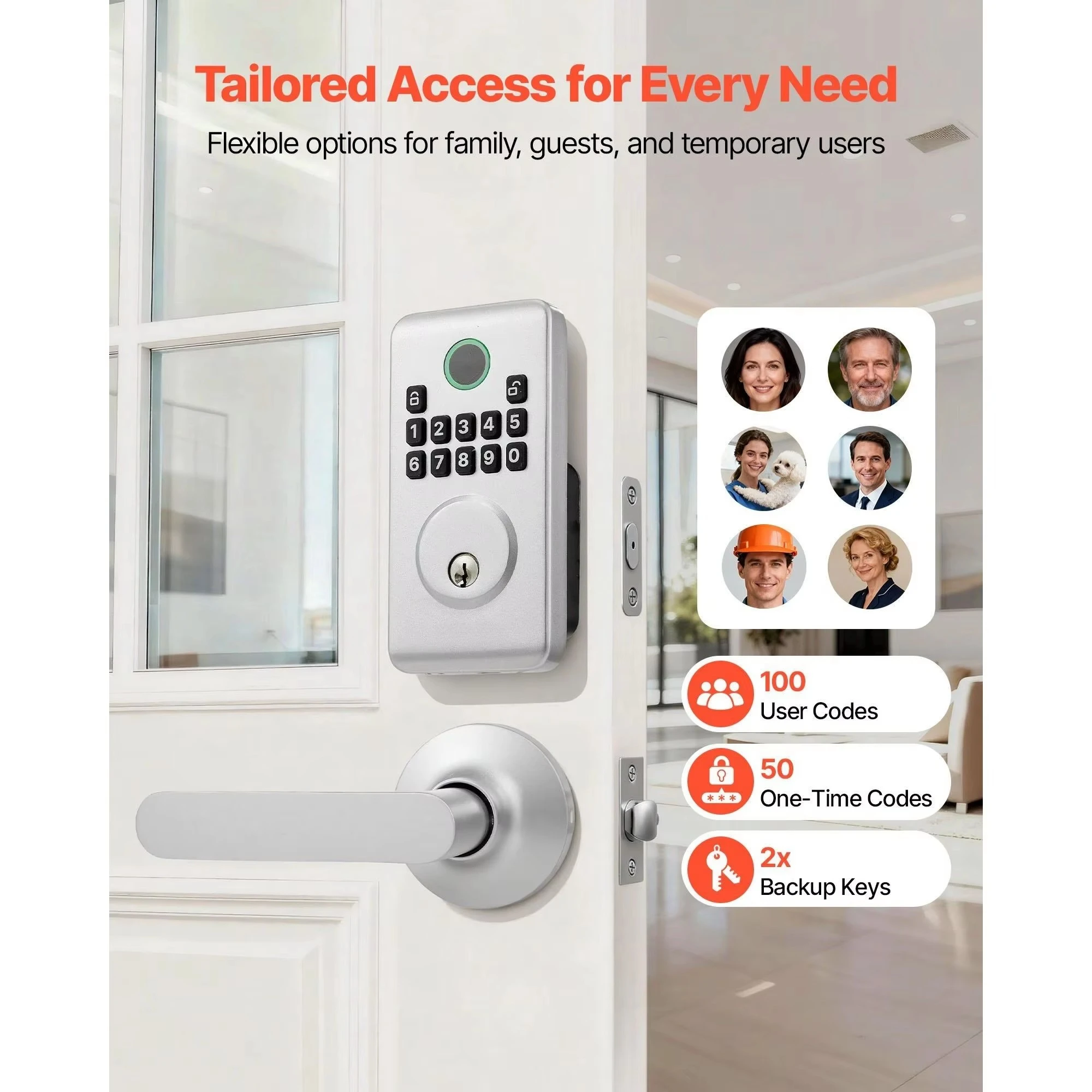 Pioneering Easy-Grip Design Customizable Keyless Entry Door Lock Handle Set Electronic Keypad Deadbolt Lever Smart Locks