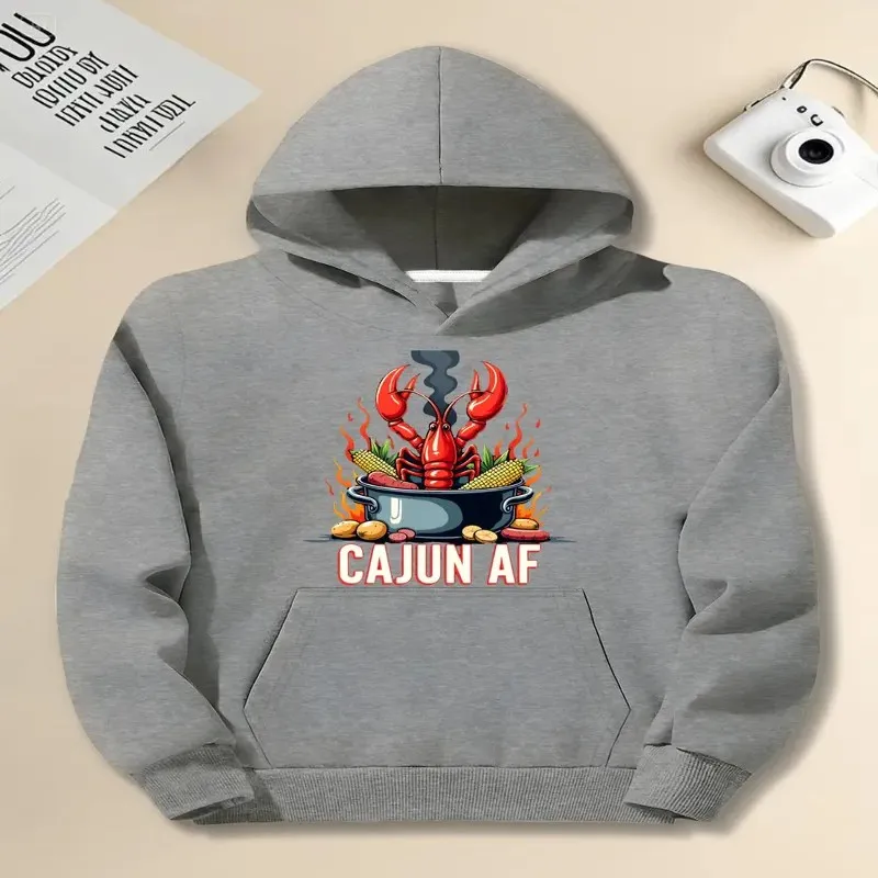 

Winter Fall Plus Size Women Clothes Oversize Female Sweatshirt Cajun AF Crawfish Boil Cartoon Pure Cotton Fabric Fashionable