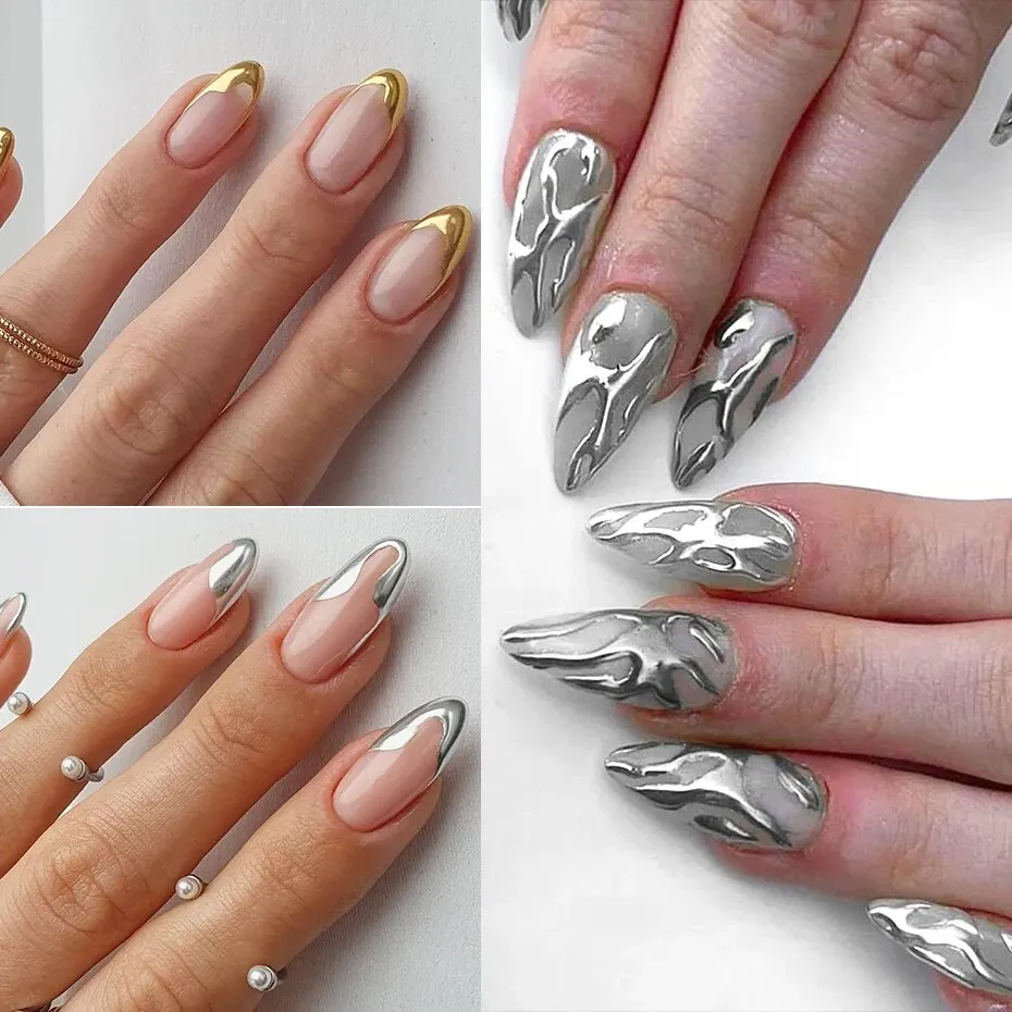 23 colores set de polvo de uñas cromo metálico Y2K espejo mágico oro plata decoración frotar pigmento glitter escamas accesorios de manicura 2