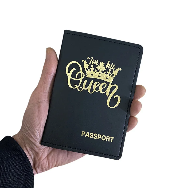 Designer Personalised Name Passport Cover King Queen Crown Case for Passports Pu Leather Travel Wallet for Couples