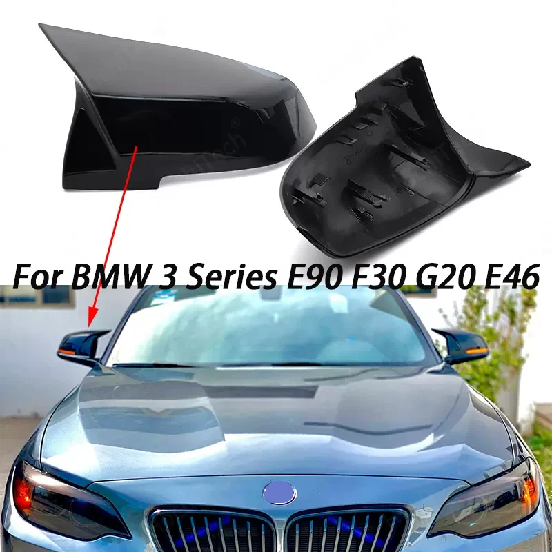 

For BMW E90 F30 G20 E46 E91 E92 E93 F31 BlackM4 Rearview Mirror Covers Side Mirror Cap Carbon Fiber Pattern Car Accessories 2PS