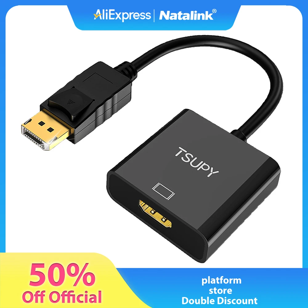 Natalink Active DisplayPort to HDMI Converter Driver-free High Refresh Rate 60Hz 1080P Cable Adapter Notebook PC Desktop