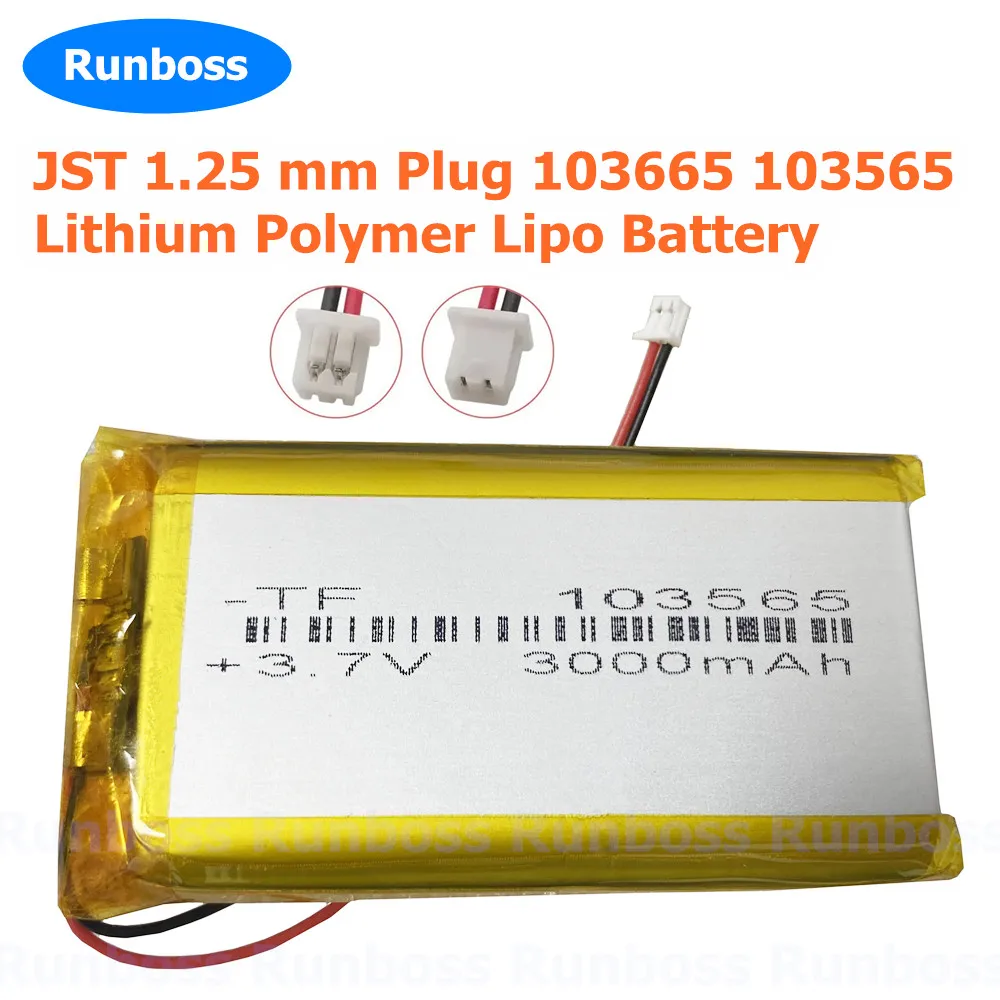 JST 1.25 mm Plug 103665 Lithium Polymer Lipo Battery 3.7V 3000mAh For Open source console Miyoo Mini Plus Game Machine Battery