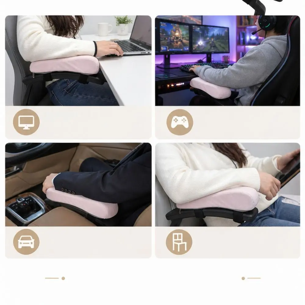 Almofada de apoio para os braços, revestida em veludo, para cadeiras de escritório e de jogos, com design ergonómico, protetor de cotovelos e acessórios confortáveis para aumentar a altura.