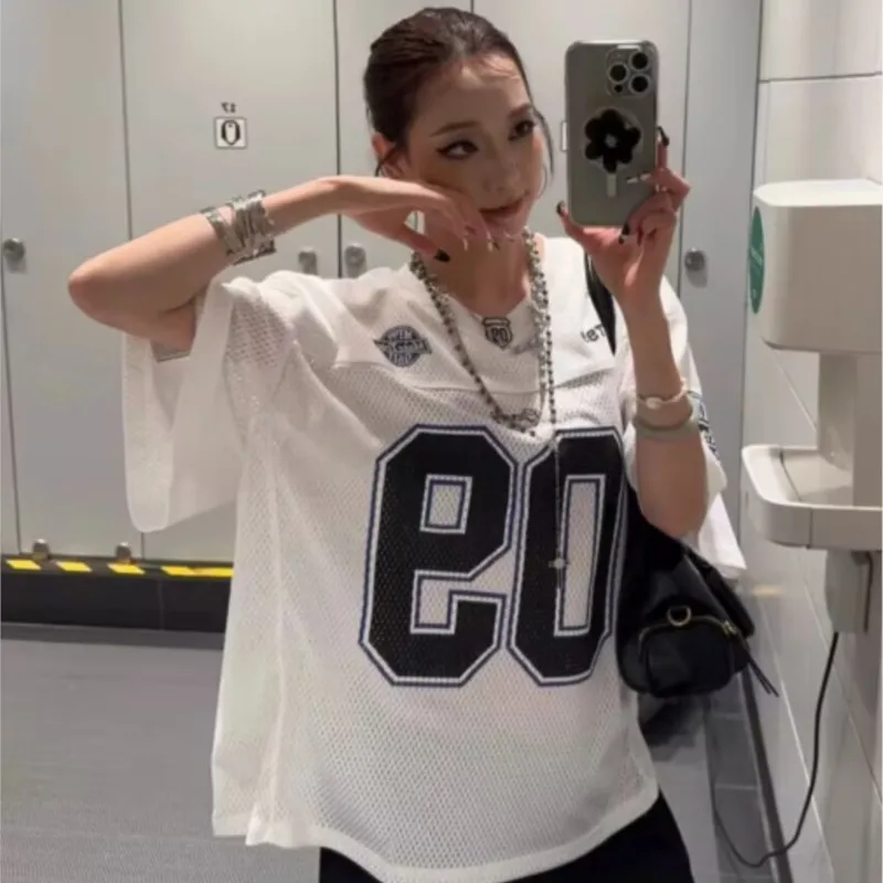 Retro Y2K Men Women Jersey Quick Dry Breathable Mesh T Shirt Street casual Sports Top Oversized Unisex Football Training Wear