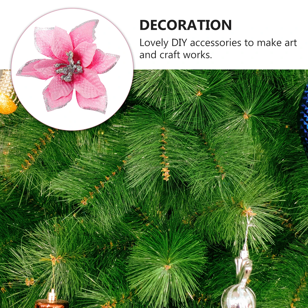 

36 Pcs Christmas Flower Decorations Three Layers Gold Powder Cloth Flowers for Tree Party Home nament Simulated DIY Accessories
