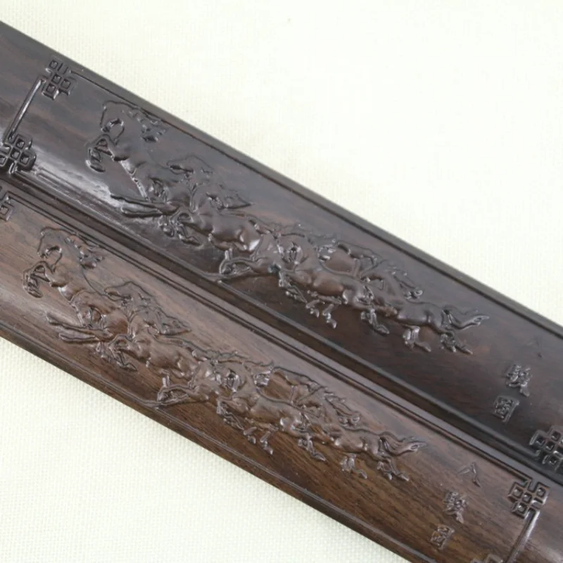 Redwood Paperweight Four Treasures Of The Study Relief Eight Horses Plum Orchid Bamboo Chrysanthemum Desktop Decor Gift