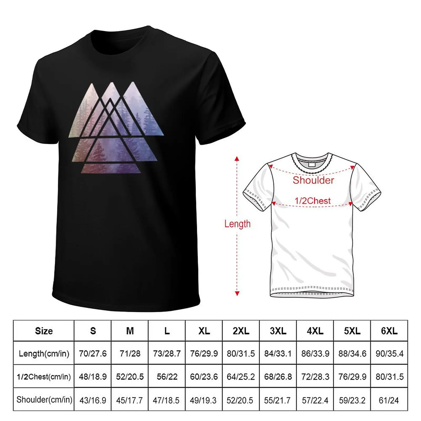 Sacred Geometry Triangles - Rainbow Misty Forest T-Shirt Summer Sports Quick Dry T-Shirt