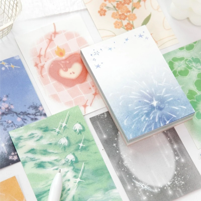 Vintage Dream Star Light Flower Life Landscape Memo Pad Creative DIY Junk Journal Material Collage Scrapbooking Stationery