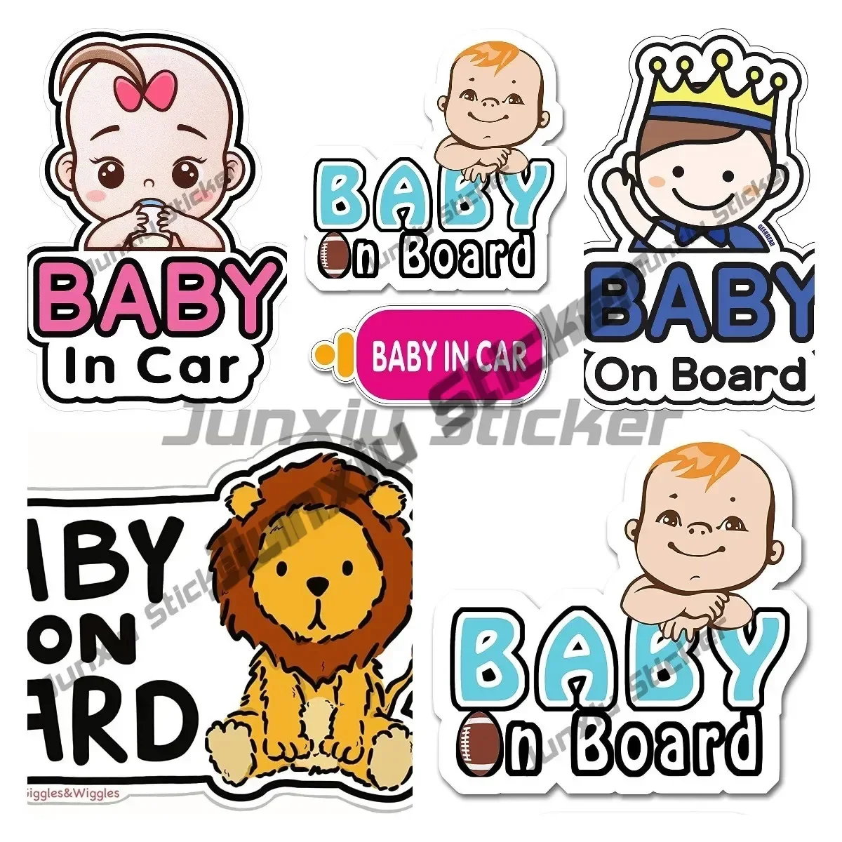 Baby on Board Car Accessories Super Cute Visible Bright Yellow Anime PVC Car Stickers Tuning Cartoon Window Decals Decoration