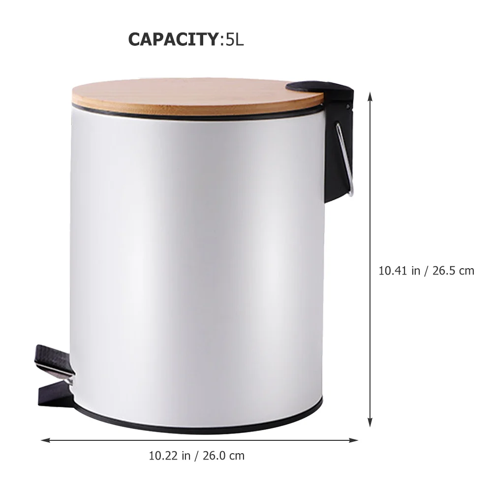 

Бамбуковая крышка, 5 л, бесшумный мусорный бак с медленным закрыванием, многофункциональный домашний контейнер для мусора, практичная корзина для мусора