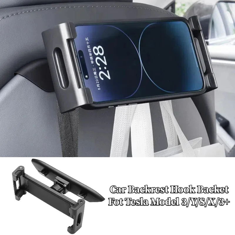 Car Seat Back Hooks for Tesla Model 3/Y/S/X/3+ Car Accessories Rear Seat Phone Tablet Stand for IPhone Ipad Huawei Support