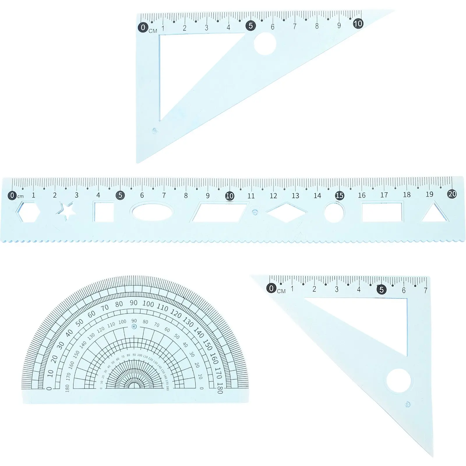 3 Sets 20cm Pink Large Size Ruler Protractor Triangle Scale Drawing Set Measuring Tool For Students Artists Designers