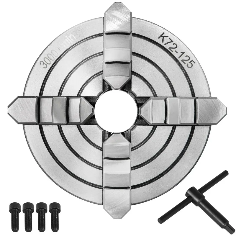 

SucceBuy K72-125 Lathe Chuck 5 Inch 4-Jaw Independent Reversible Jaw Metal Lathe Chuck Turning Machine Accessories, Lathes Use