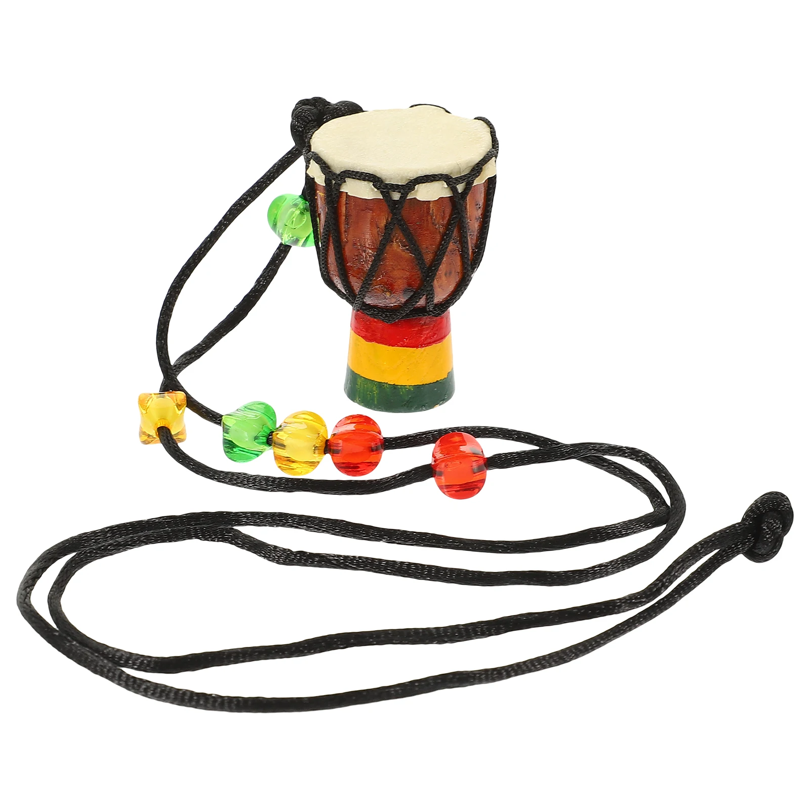

Miniature Hand Drums Solid Wood Hollow Metal Rings Tuning Loops Ropes African Necklace Decor Kids Musical Instrument Mini Gift