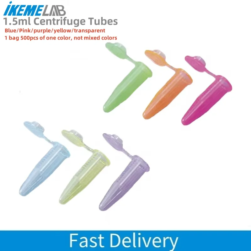 500 Pcs 1.5ml Centrifuge Tubes Microcentrifuge Ikeme Colourful Centrifuge Tubes With Cap And Bottom Scale