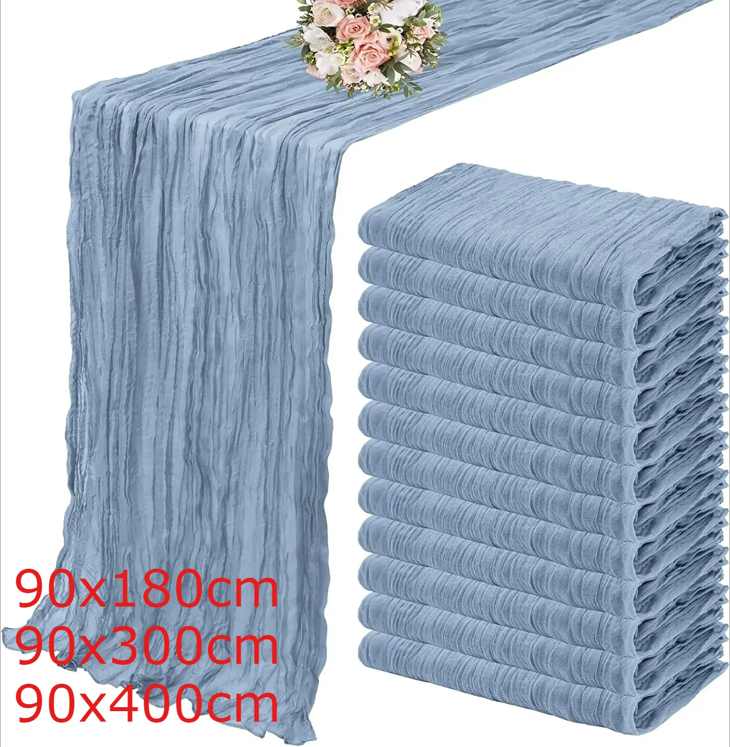 

1PCS/10PCS 90*180cm Voile Cheesecloth Table Runner Semi-Sheer Gauze Dining Table Decoration for Wedding Brithday Party Christmas