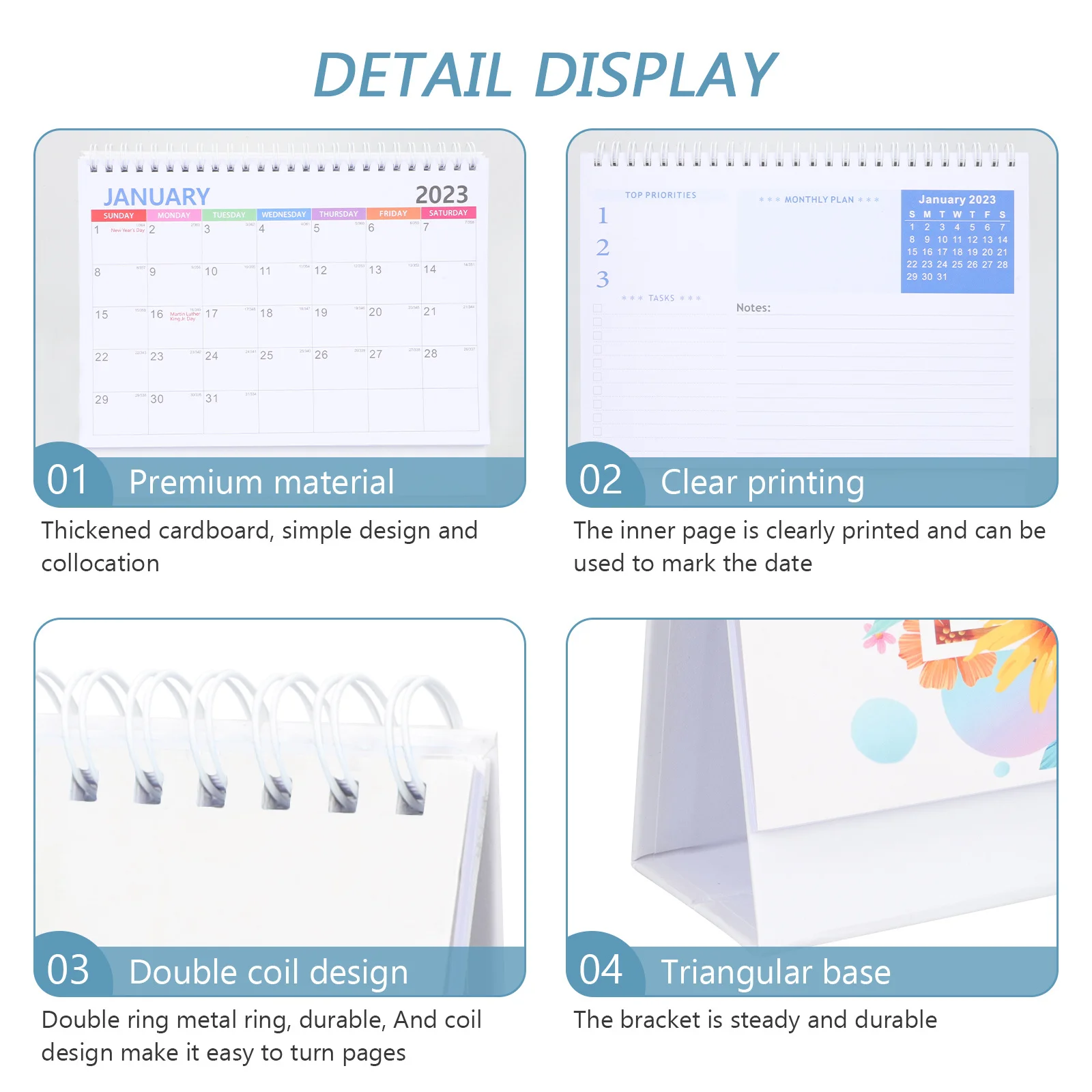 

Настольный календарь на катушке 2023, креативная английская печать, расписание, настольный планировщик для офиса, дома, школы, рабочего стола