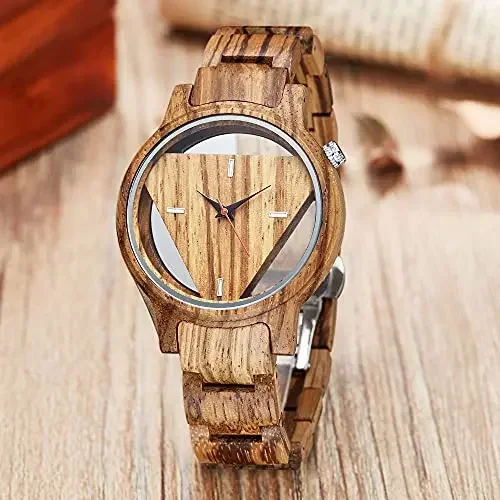 

New Wood Grain Triangular Hollow Wood Quartz Men's Watch Street Leisure Fashion Men's Accessories Watch