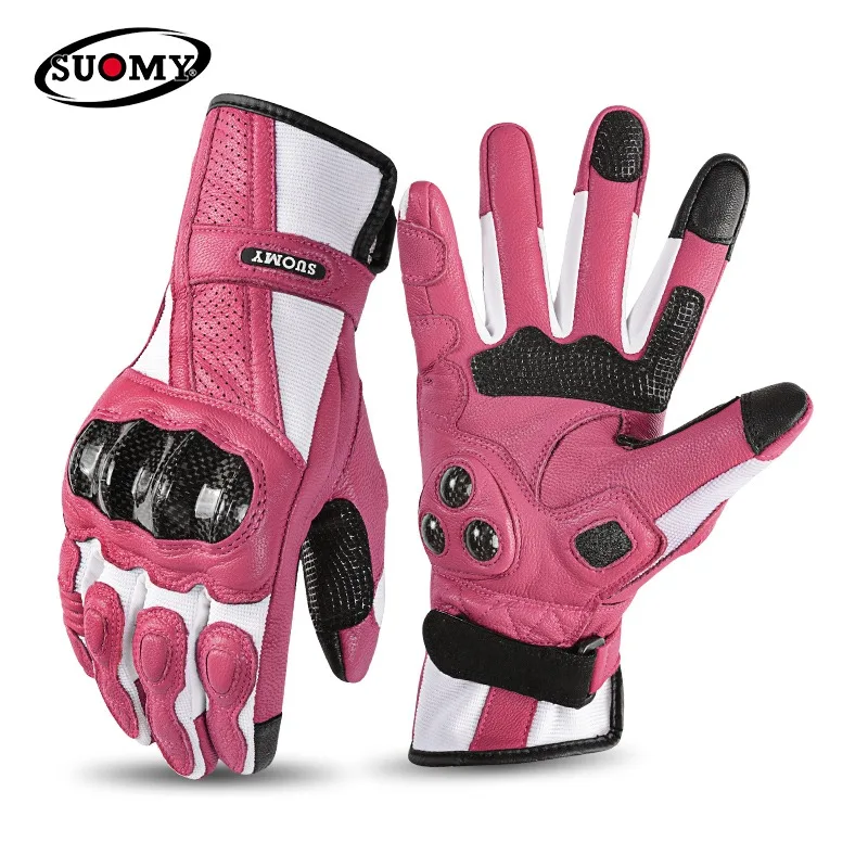 

Women XS-2XL Goatskin Motorcycle Glove Long Red Pink Full Finger Motorcycle Scooter Electric Bike Cycling Racing Motocross Luvas