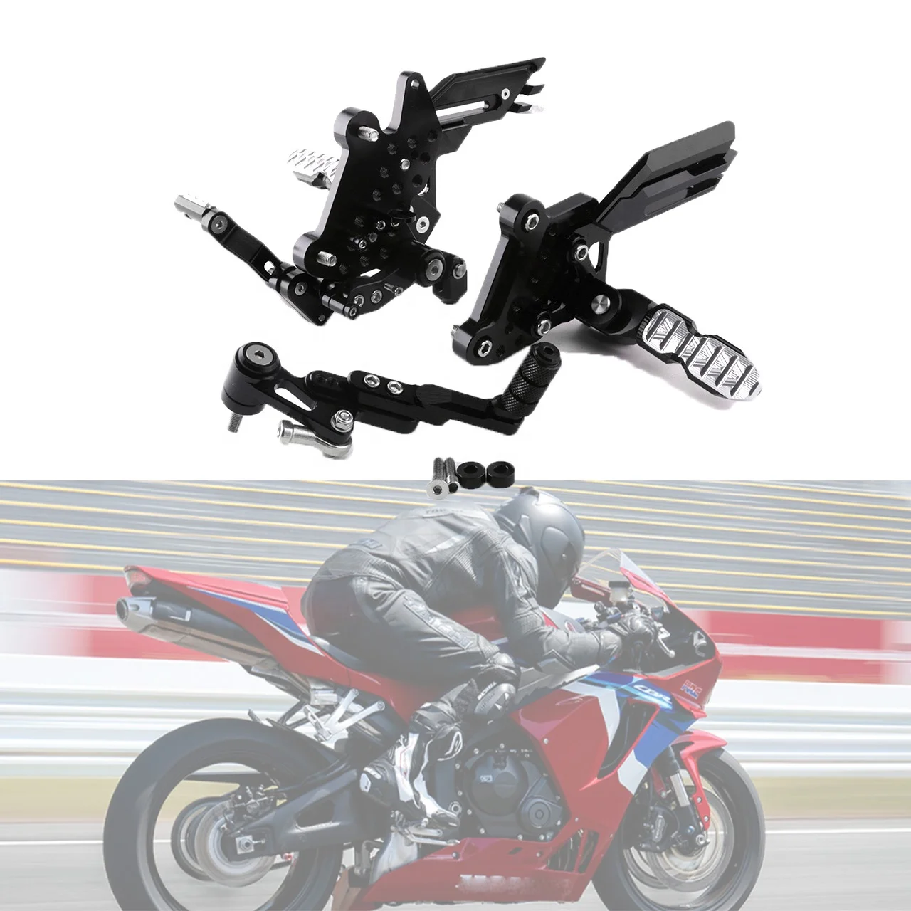 REALZION Motorcycle Parts Racing Wholesale CNC Customized Adjustable Rear Sets Footrest Foot Peg For Honda CB650F 2014-2018