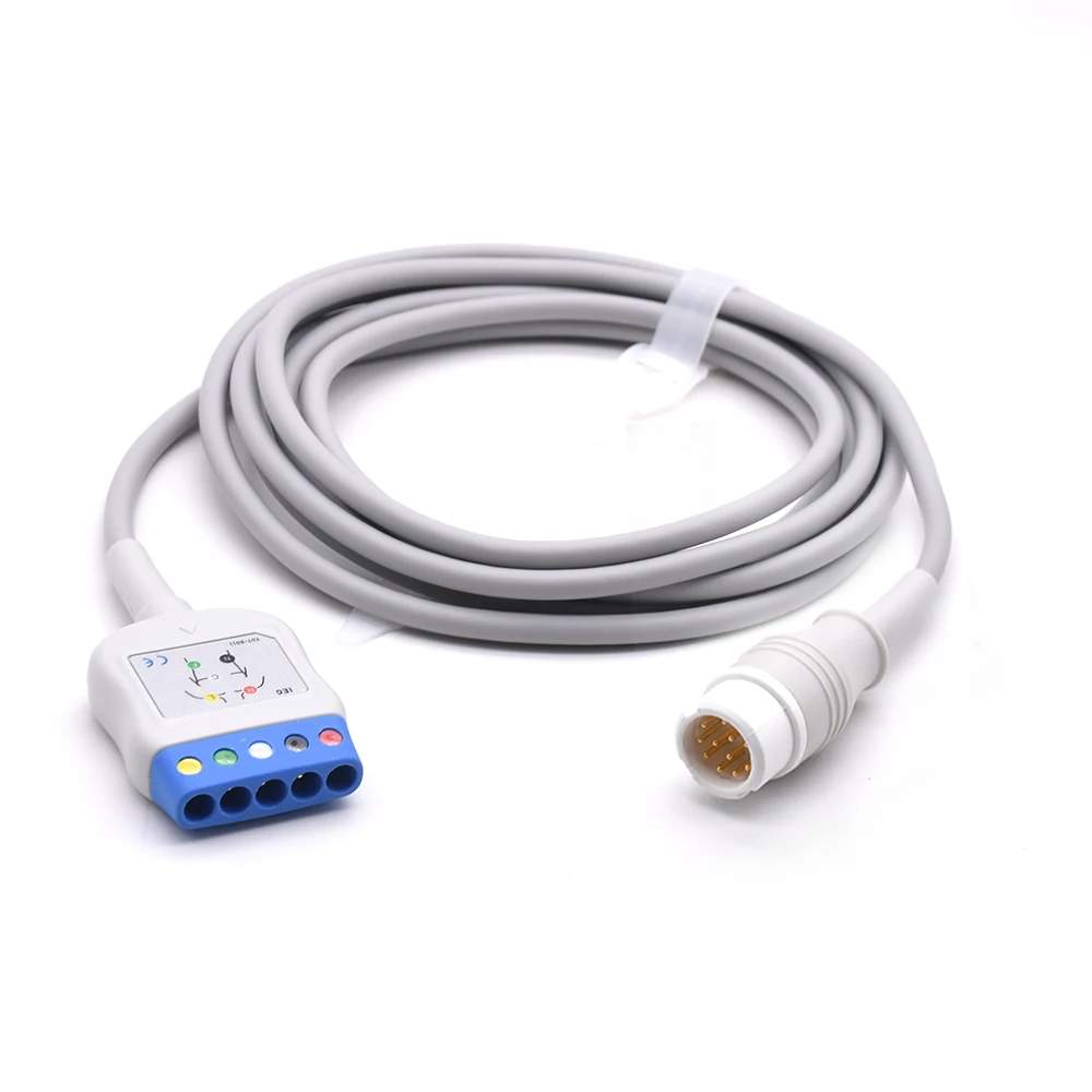 NIEUWE TECH SpO2 Machine Trunk Cable AHA 5lead with DIN YOKE